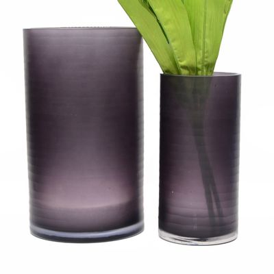 calidad Vasos de vidrio decorativos de cilindro grabados a mano, centros de vasos de cilindro con patrón fábrica