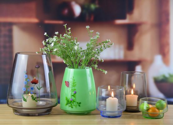 calidad Vaso de cristal alto de época soplado a mano para piezas centrales fábrica