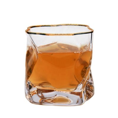 calidad Vaso de whisky hecho a mano con borde de oro fábrica