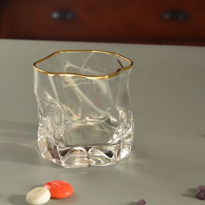 calidad Vaso de whisky hecho a mano con borde de oro fábrica