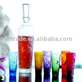 calidad Conjunto de vidrio de vidrio de forma redonda de 6 colores para vodka fábrica