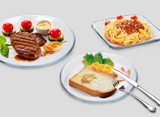 calidad Placas redondas de carga de borosilicato resistentes al calor para microondas fábrica