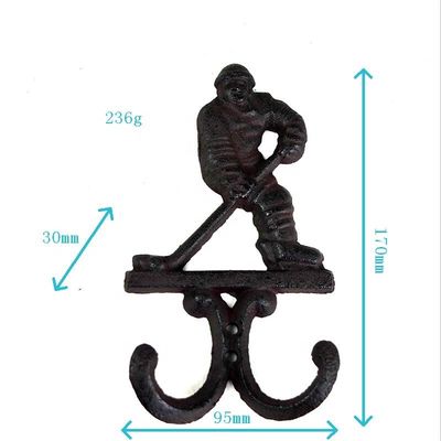 calidad Hockey sobre hielo Rustico de hierro fundido Coat Hooks Artesanía de hierro fundido fábrica