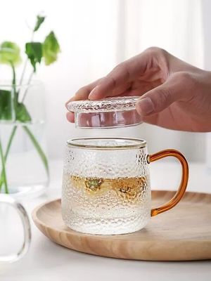 calidad Taza de té de vidrio hecha a mano con patrón grabado de alto borosilicato fábrica