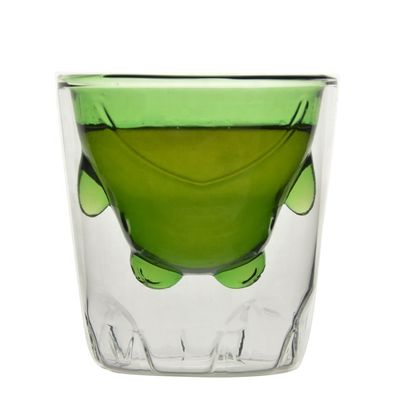 calidad Vidrios de bebidas de color borosilicato verde de doble capa fábrica