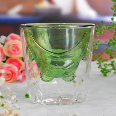 calidad Vidrios de bebidas de color borosilicato verde de doble capa fábrica