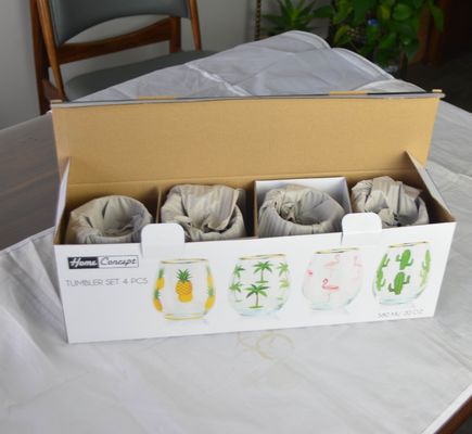 calidad Pantalla de vidrio de vino de borde dorado pintado a mano con decal de color fábrica