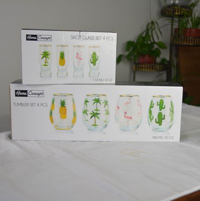 calidad Pantalla de vidrio de vino de borde dorado pintado a mano con decal de color fábrica