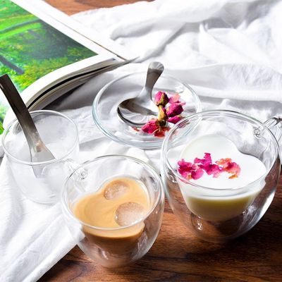 calidad Creativo amante de forma de corazón borosilicato Tazas de té transparentes fábrica