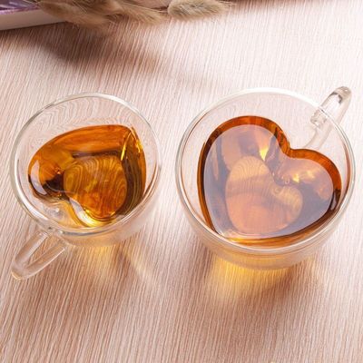 calidad Creativo amante de forma de corazón borosilicato Tazas de té transparentes fábrica