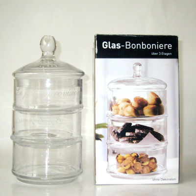 calidad Jarrones de almacenamiento apilables de 3 capas soplados a mano con tapas fábrica