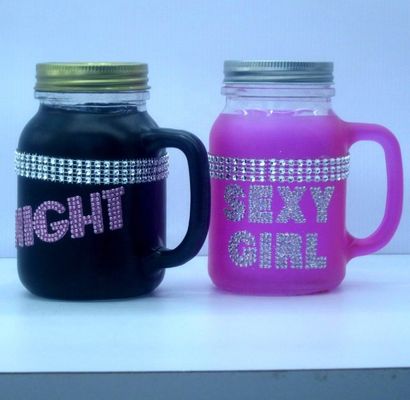 calidad Color Diamante Fuentes Contenedor de vidrio pintado a mano para cocina fábrica