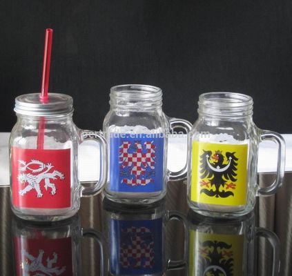 calidad Color Diamante Fuentes Contenedor de vidrio pintado a mano para cocina fábrica