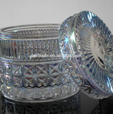calidad Jarrones de cristal con diseño de diamantes en relieve para la vela fábrica