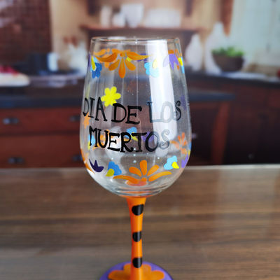 calidad Regalo de Navidad de la FDA Vaso de vino pintado a mano fábrica