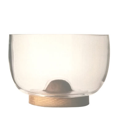 calidad 9" de cristal de almacenamiento de vidrio ensalada tazón diseñado con vidrio de cristal soplado a mano y soporte de madera sólida que muestra un fondo de pico que mejora cualquier experiencia gastronómica fábrica