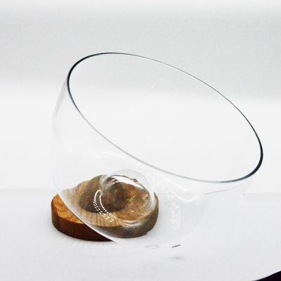 calidad 9" de cristal de almacenamiento de vidrio ensalada tazón diseñado con vidrio de cristal soplado a mano y soporte de madera sólida que muestra un fondo de pico que mejora cualquier experiencia gastronómica fábrica